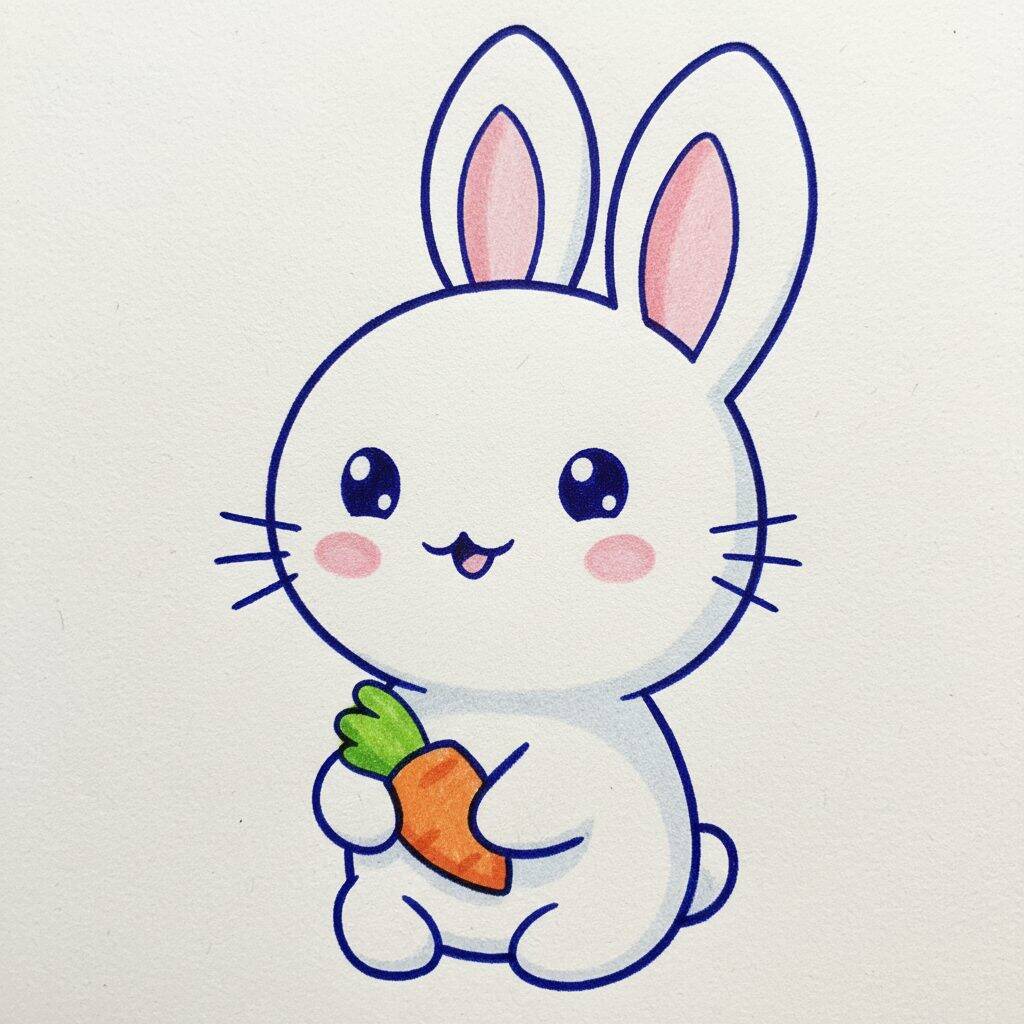 Como Desenhar um Coelhinho kawaii Fofo Passo a Passo – Passo 10