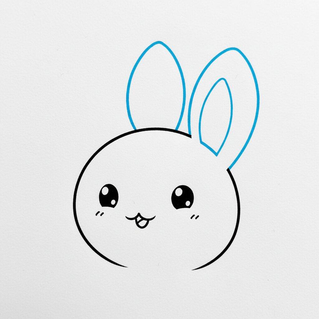 Como Desenhar um Coelhinho kawaii Fofo Passo a Passo – Passo 3