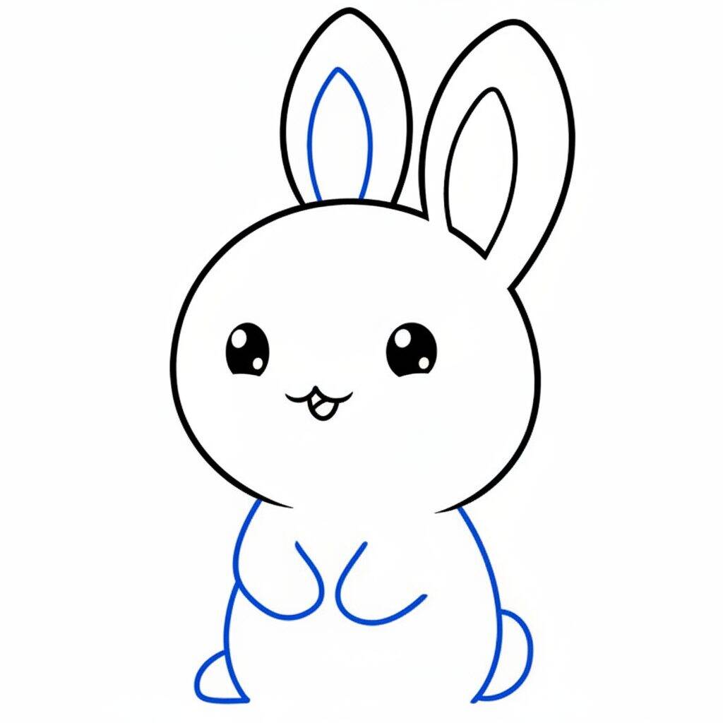 Como Desenhar um Coelhinho kawaii Fofo Passo a Passo – Passo 4
