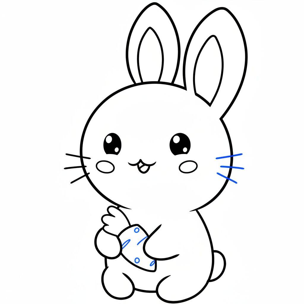 Como Desenhar um Coelhinho kawaii Fofo Passo a Passo – Passo 9