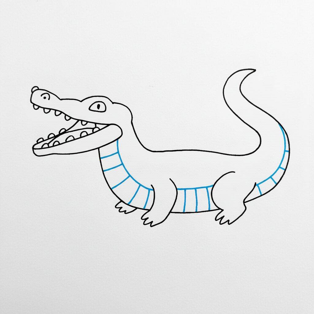 Como Desenhar um Crocodilo – Passo a Passo – Passo 7