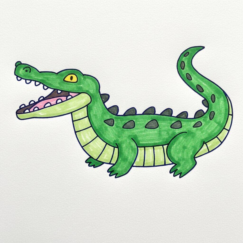 Como Desenhar um Crocodilo – Passo a Passo – Passo 9