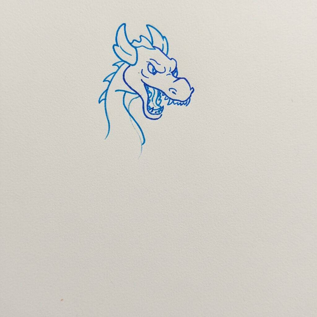 Como Desenhar um Dragão cuspindo fogo – Passo 3