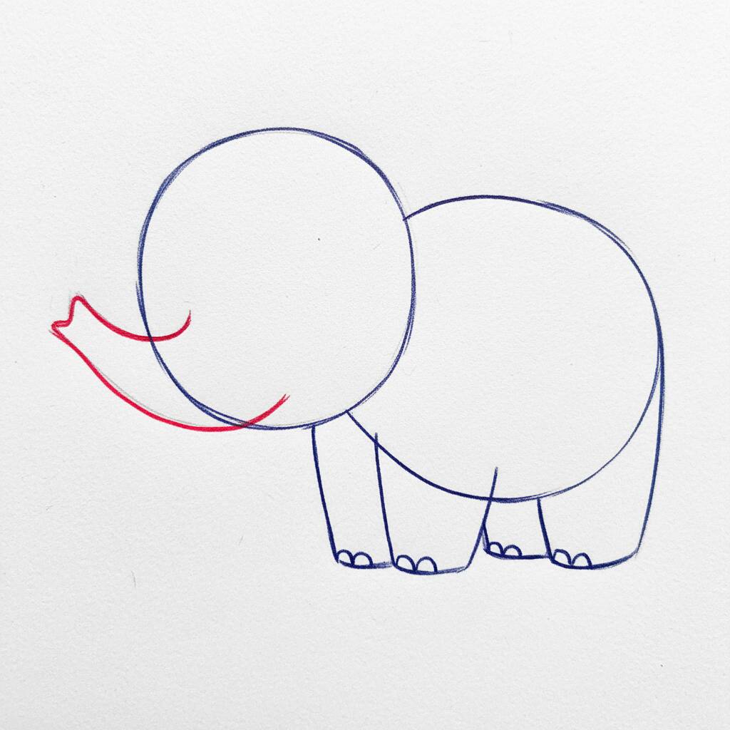 Como Desenhar um Elefante – Passo a Passo Fácil – Passo 2