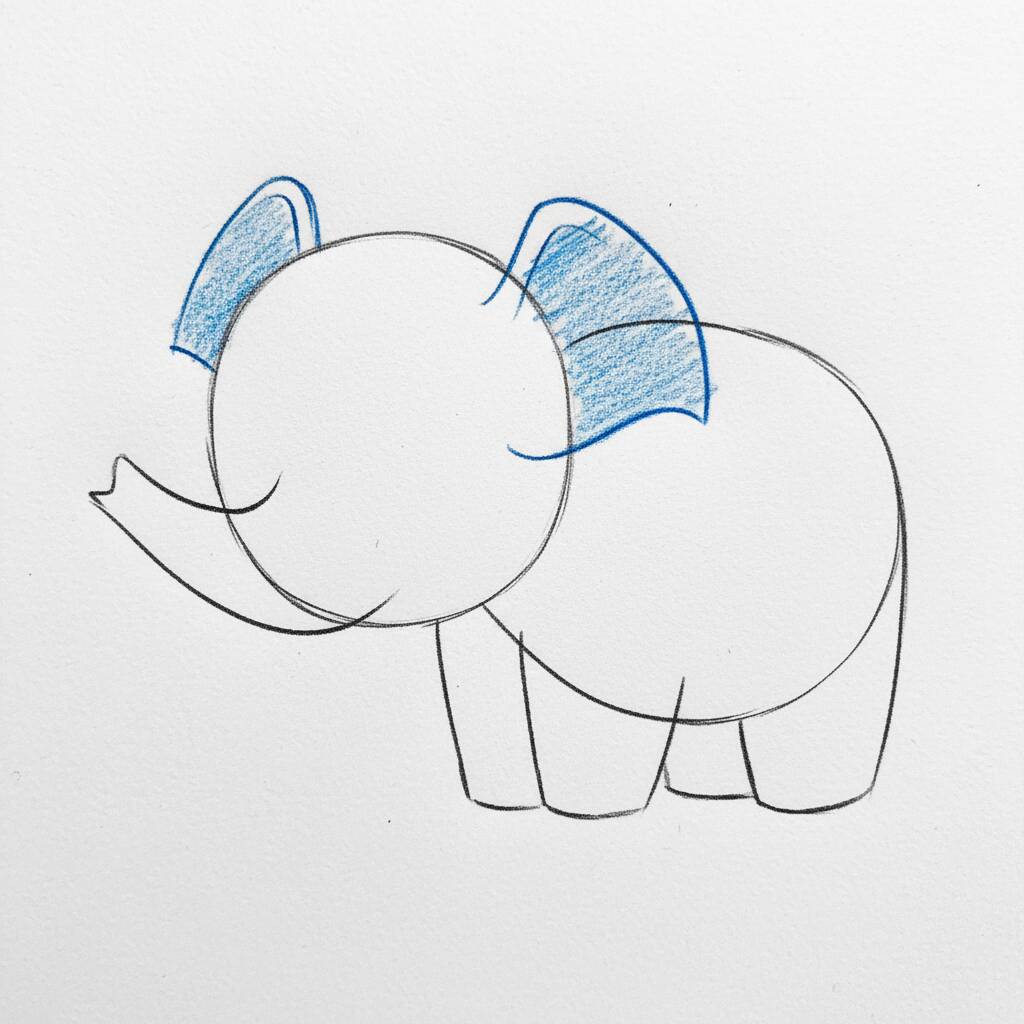 Como Desenhar um Elefante – Passo a Passo Fácil – Passo 3
