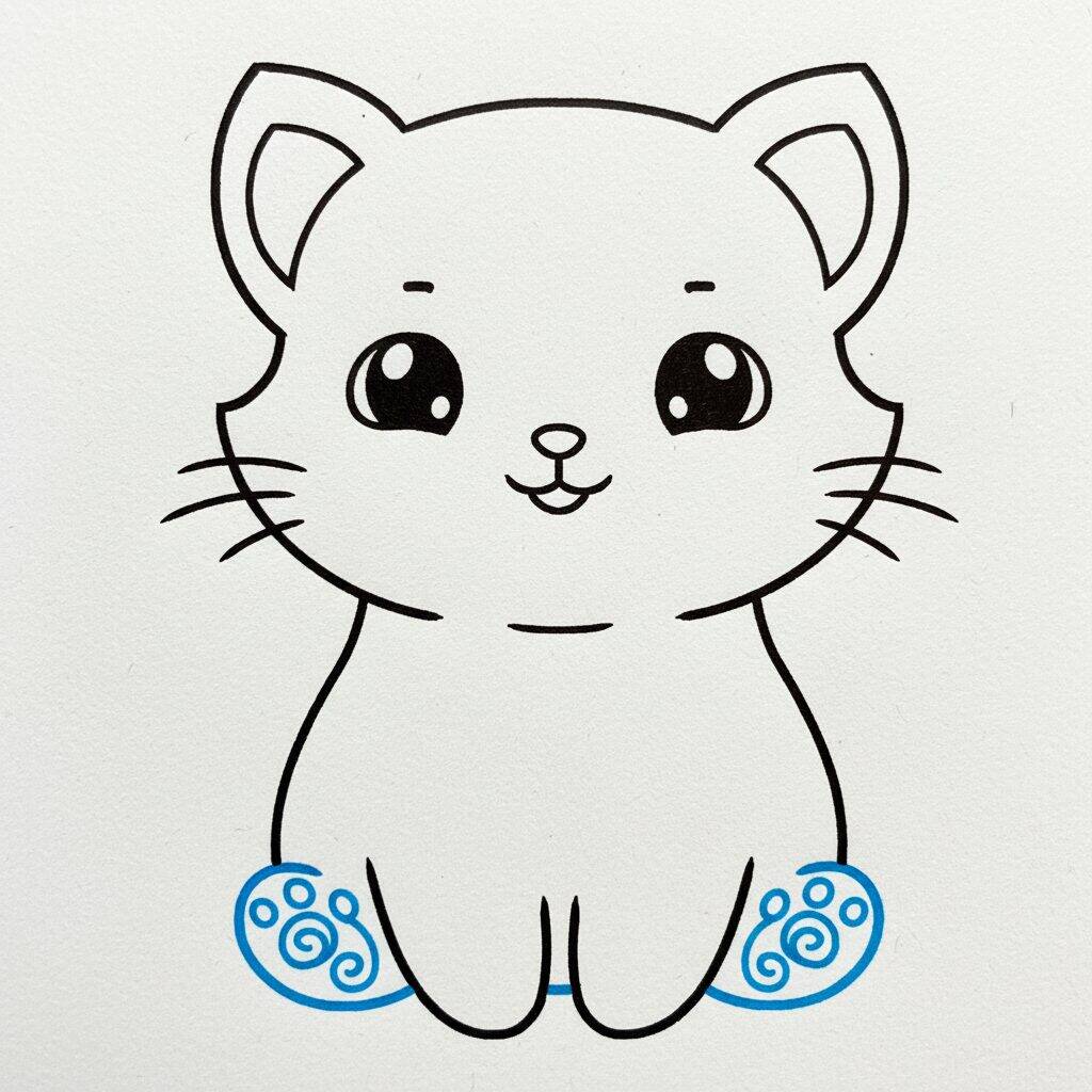 Como Desenhar um Gato Fofo Passo a Passo – Passo 6