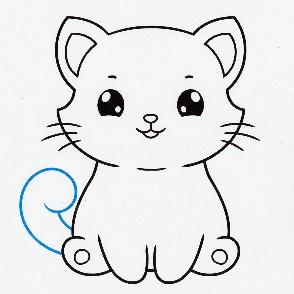 Como Desenhar um Gato Fofo Passo a Passo – Passo 7