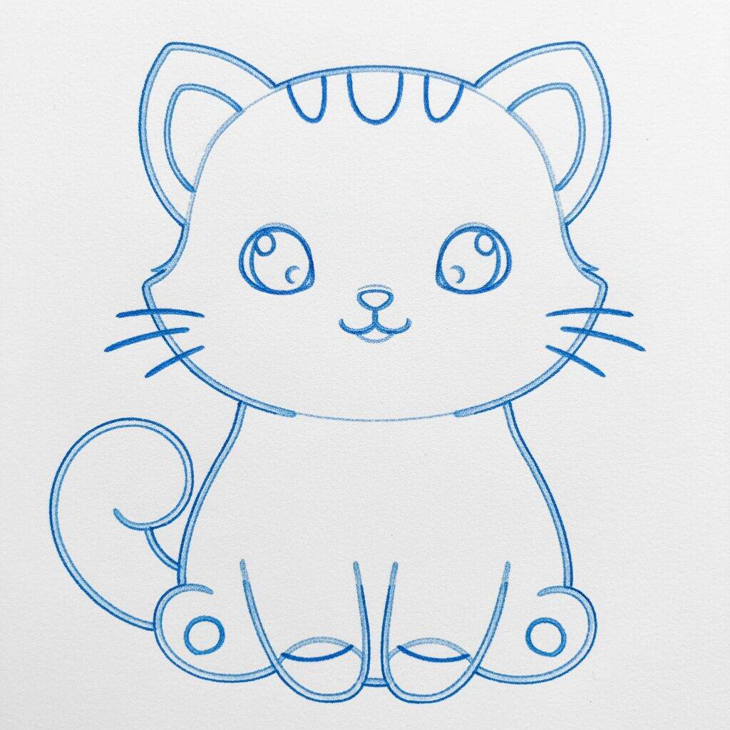 Como Desenhar um Gato Fofo Passo a Passo – Passo 8