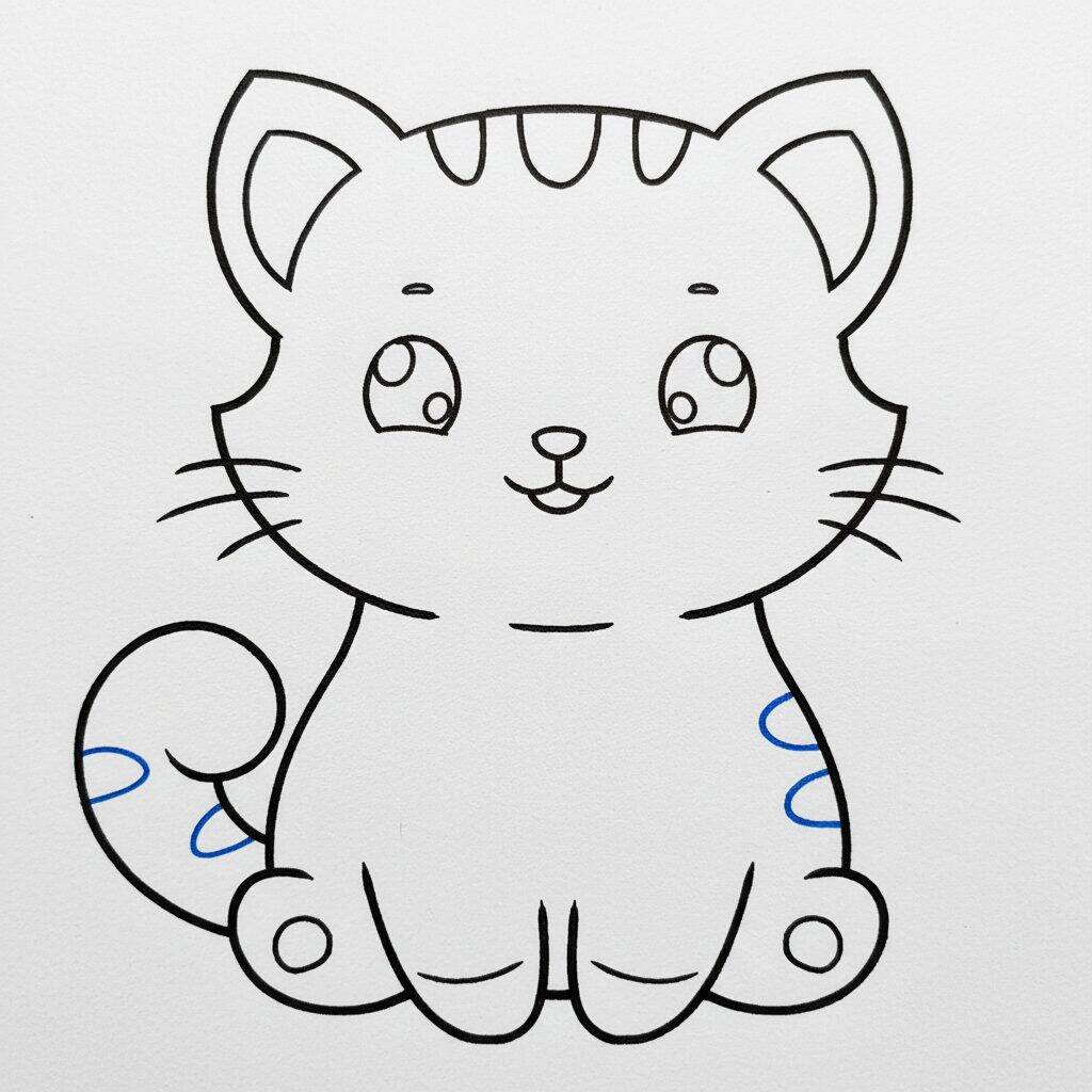 Como Desenhar um Gato Fofo Passo a Passo – Passo 9