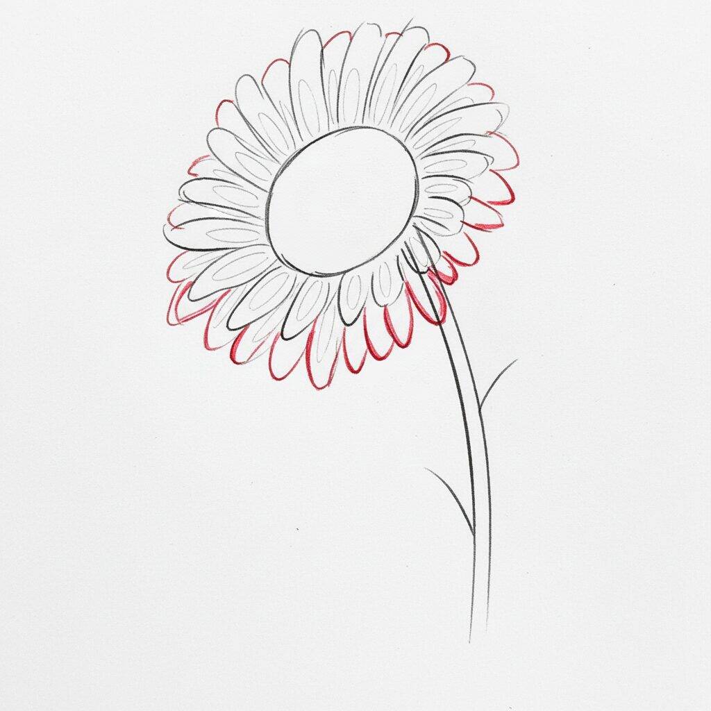 How to Draw a Realistic Sunflower – Step by Step Drawing Tutorial – Step 3