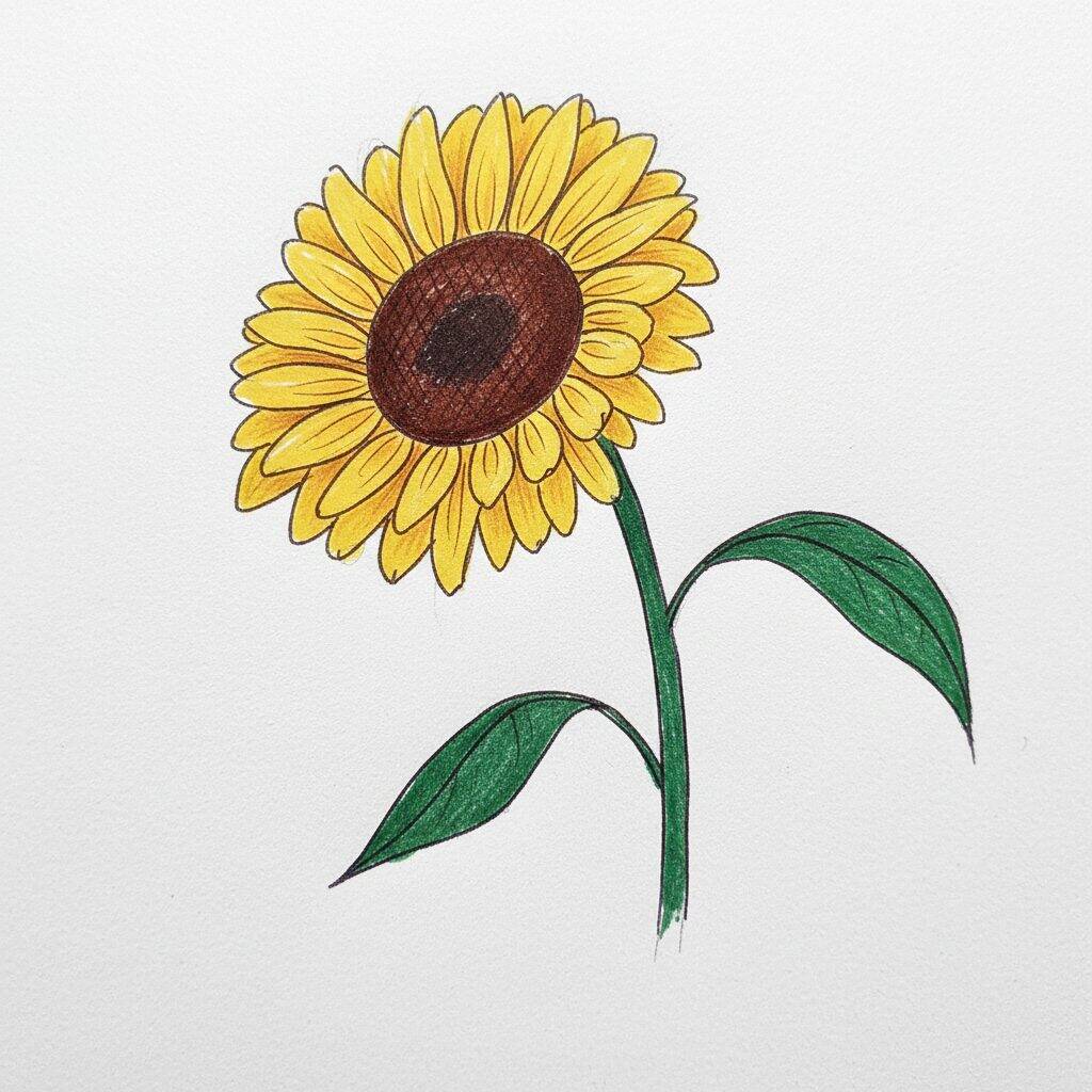 How to Draw a Realistic Sunflower – Step by Step Drawing Tutorial – Step 7