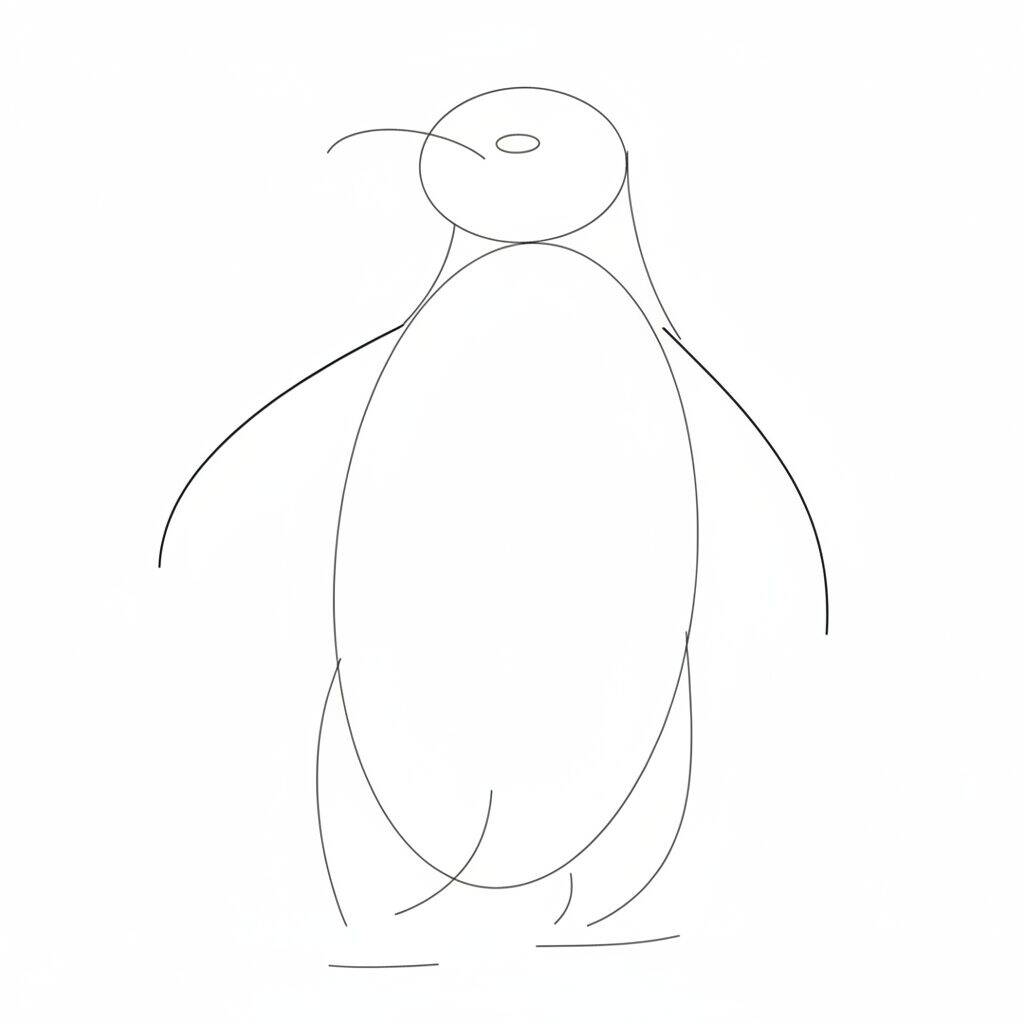 Como Desenhar um Pinguim Realista – Passo a Passo – Passo 2