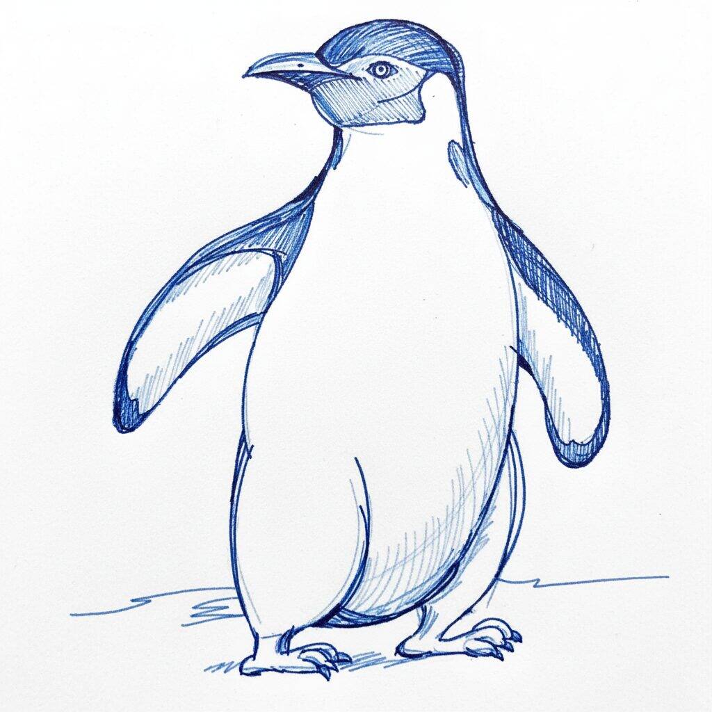 Como Desenhar um Pinguim Realista – Passo a Passo – Passo 5
