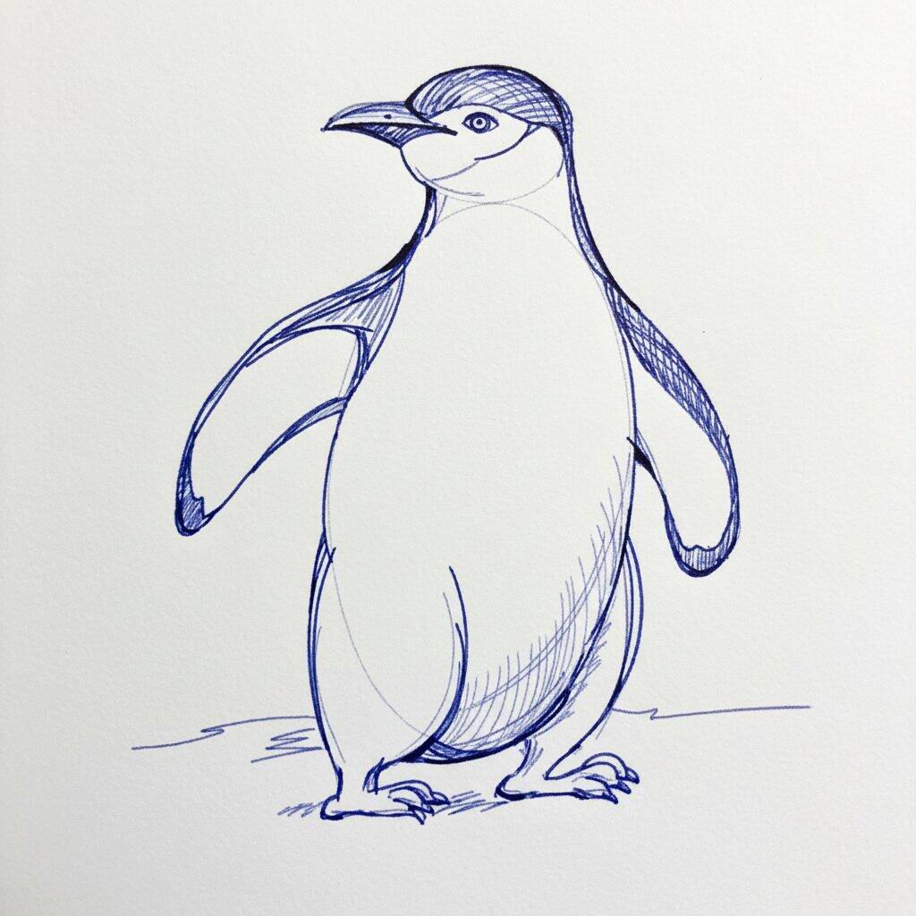Como Desenhar um Pinguim Realista – Passo a Passo – Passo 6