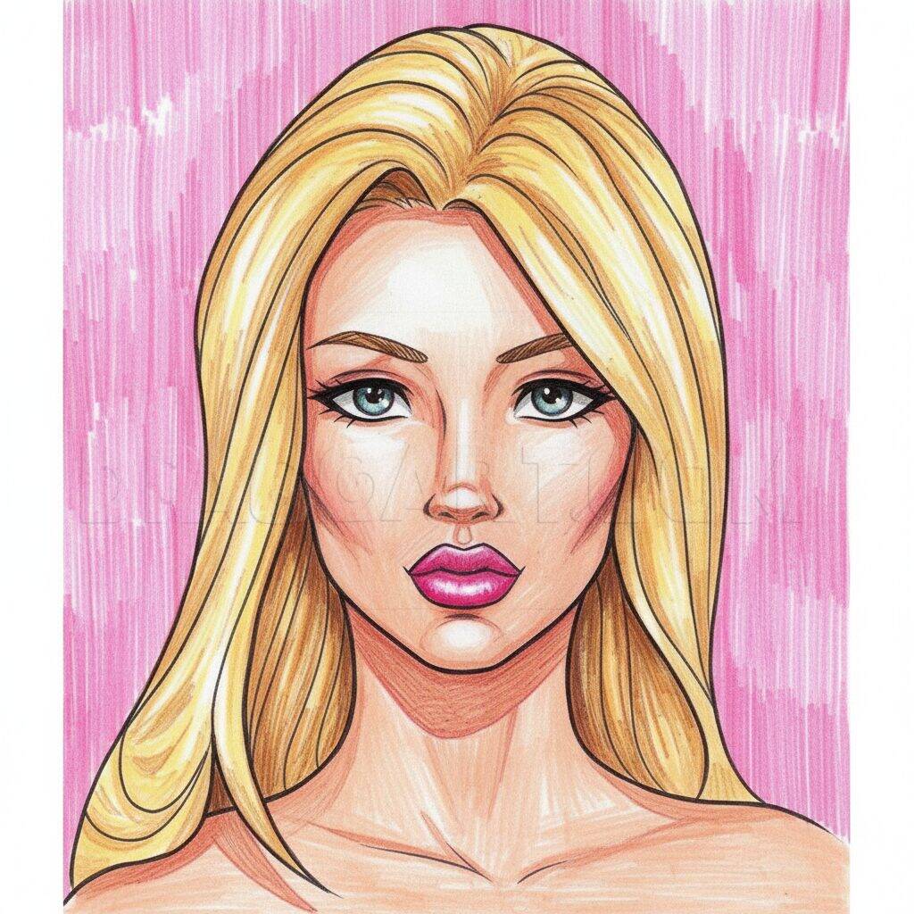 Como Desenhar um Rosto Feminino Passo a Passo – Passo 10