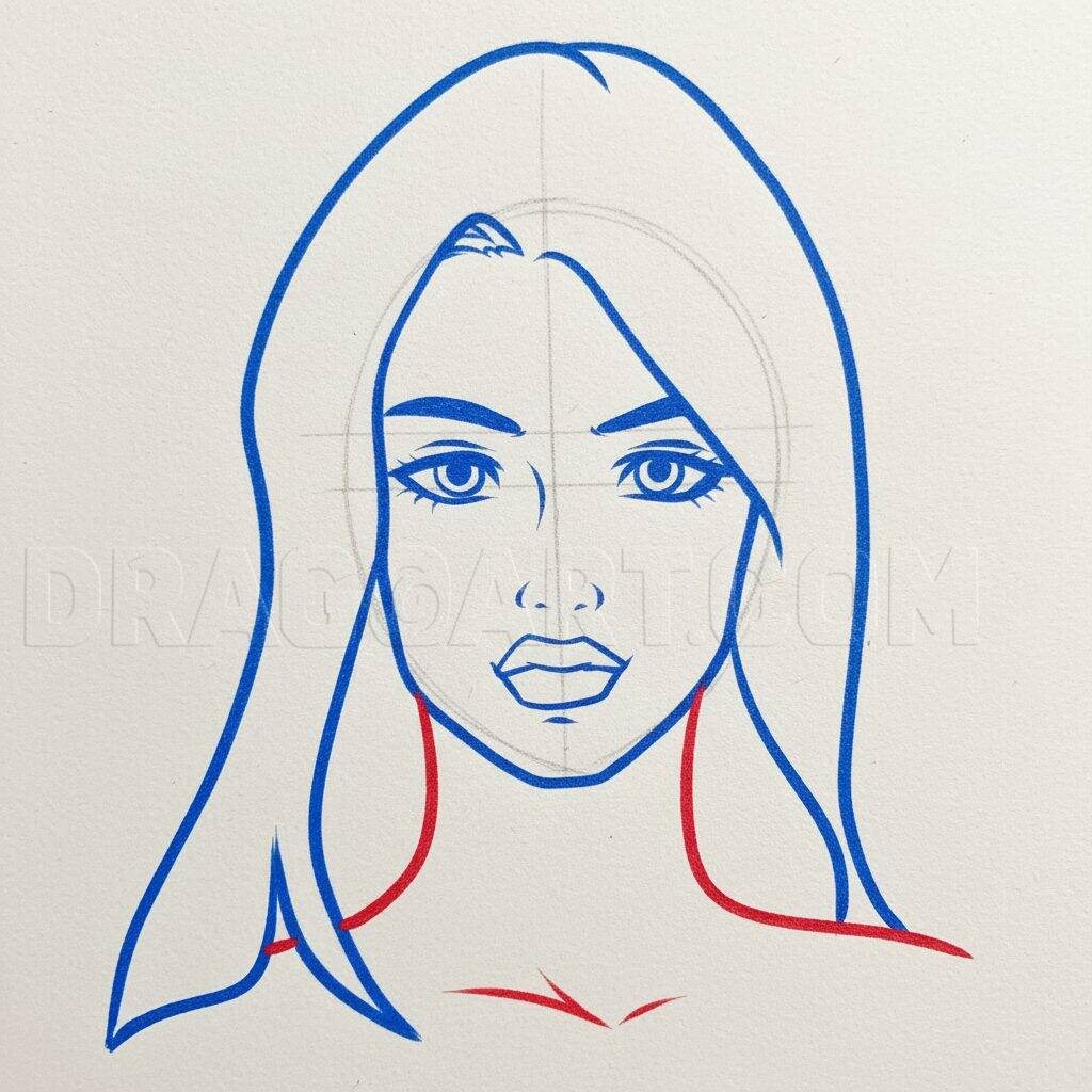 Como Desenhar um Rosto Feminino Passo a Passo – Passo 7