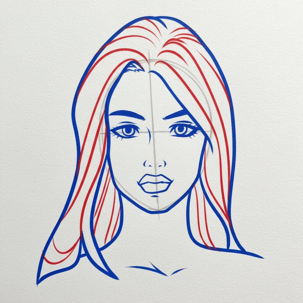Como Desenhar um Rosto Feminino Passo a Passo – Passo 8