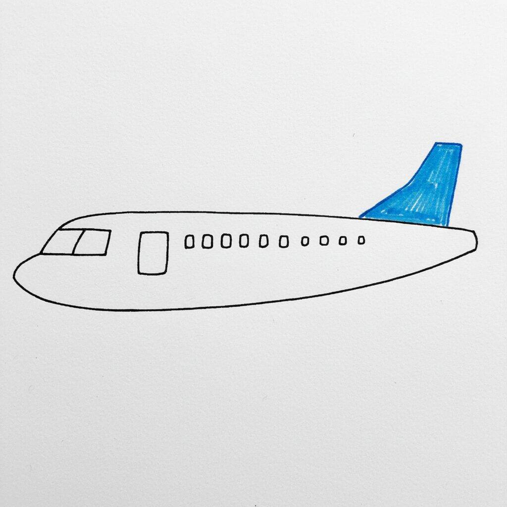 How to Draw a Plane – Step by Step Drawing Tutorial – Step 4