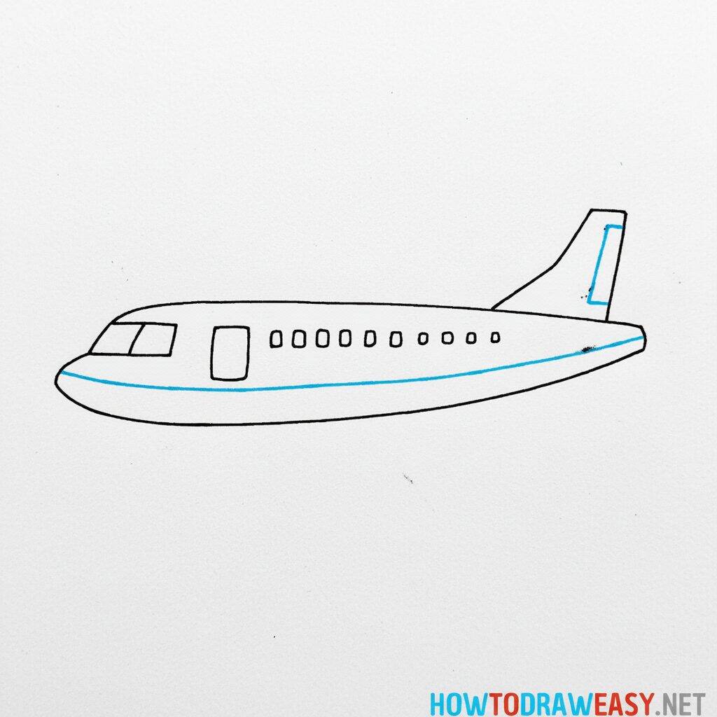 How to Draw a Plane – Step by Step Drawing Tutorial – Step 5