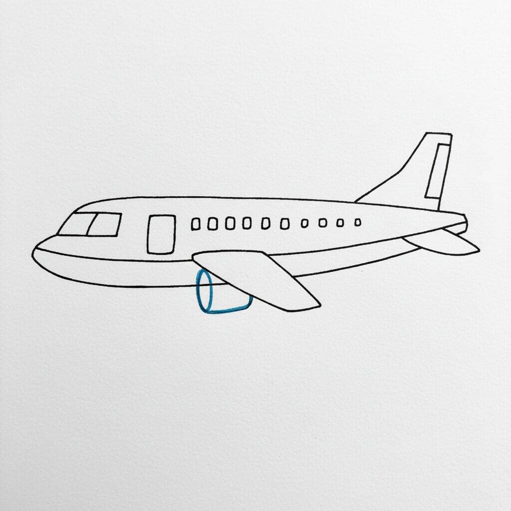 How to Draw a Plane – Step by Step Drawing Tutorial – Step 7