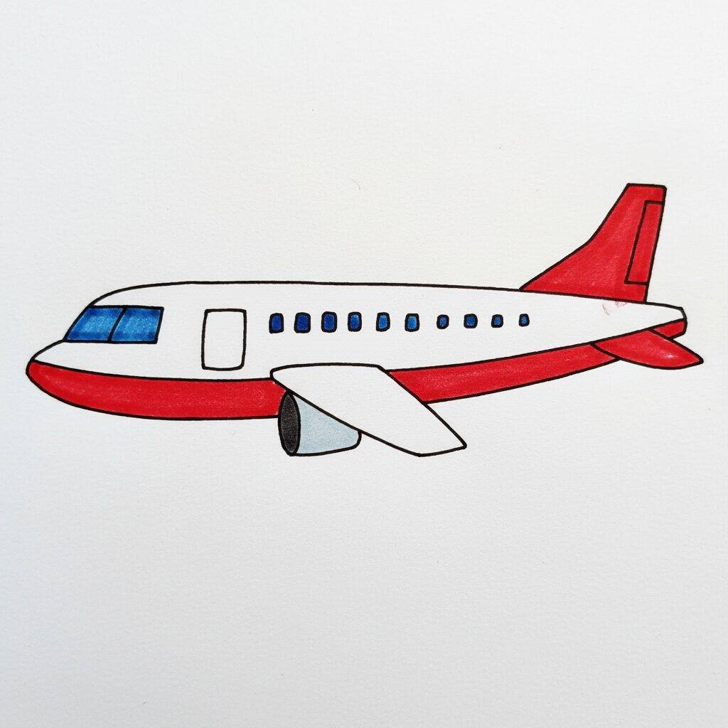 How to Draw a Plane – Step by Step Drawing Tutorial – Step 8