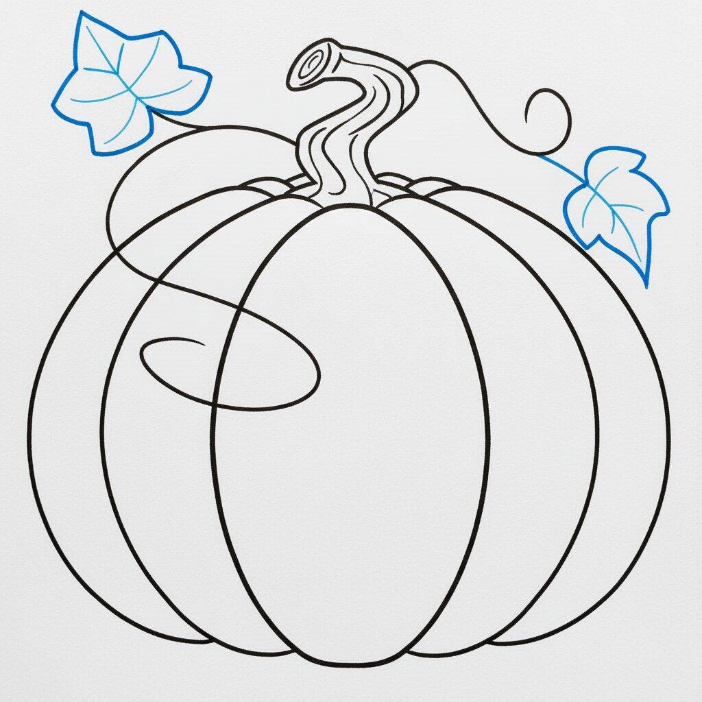 How to Draw a Pumpkin Step by Step – Step 8