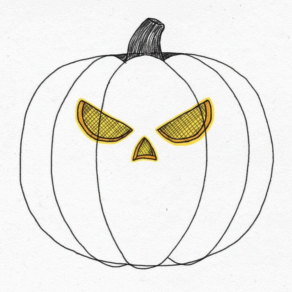 Como Desenhar uma Abóbora de Halloween – Passo a Passo Fácil – Passo 5