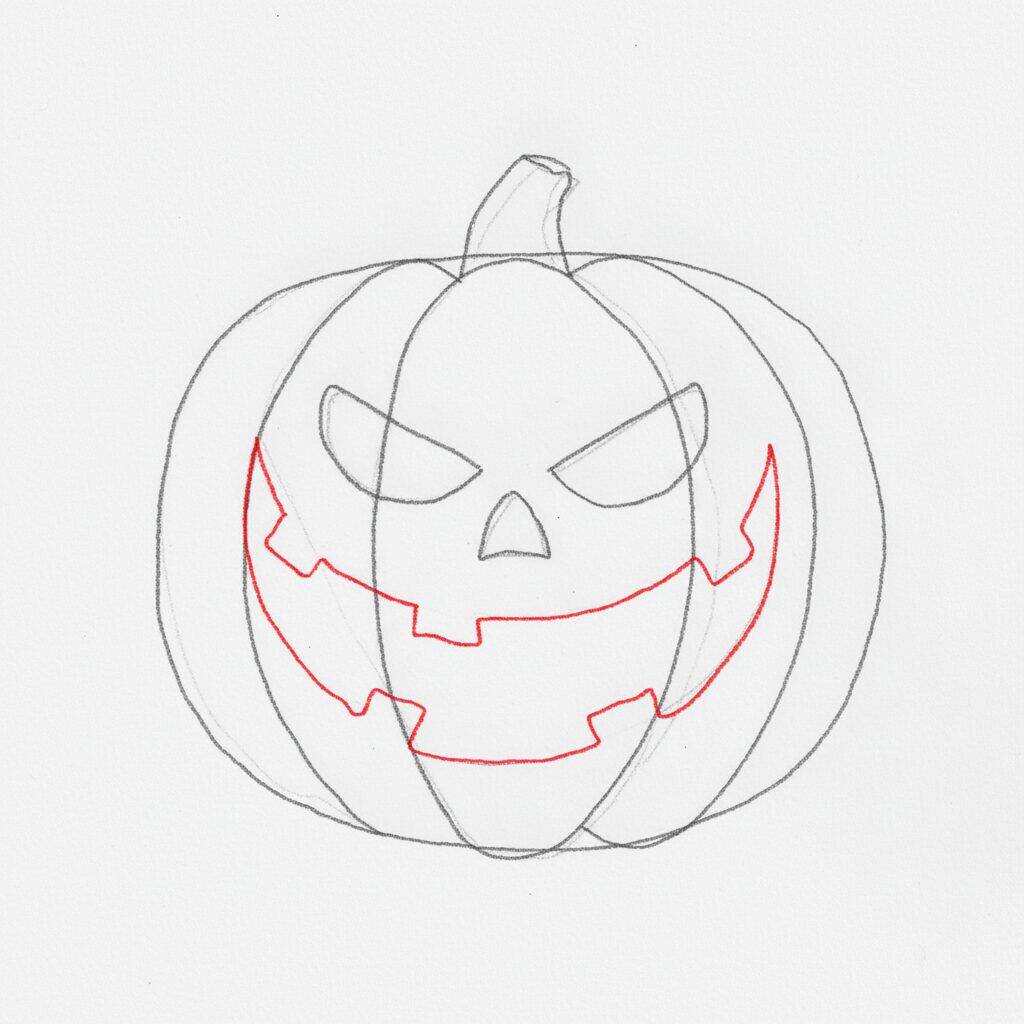 Como Desenhar uma Abóbora de Halloween – Passo a Passo Fácil – Passo 6