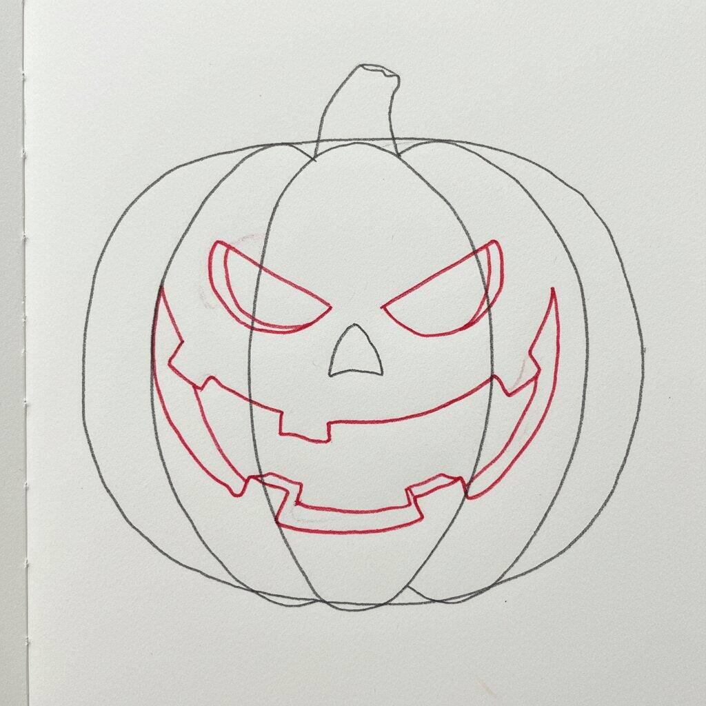 Como Desenhar uma Abóbora de Halloween – Passo a Passo Fácil – Passo 7