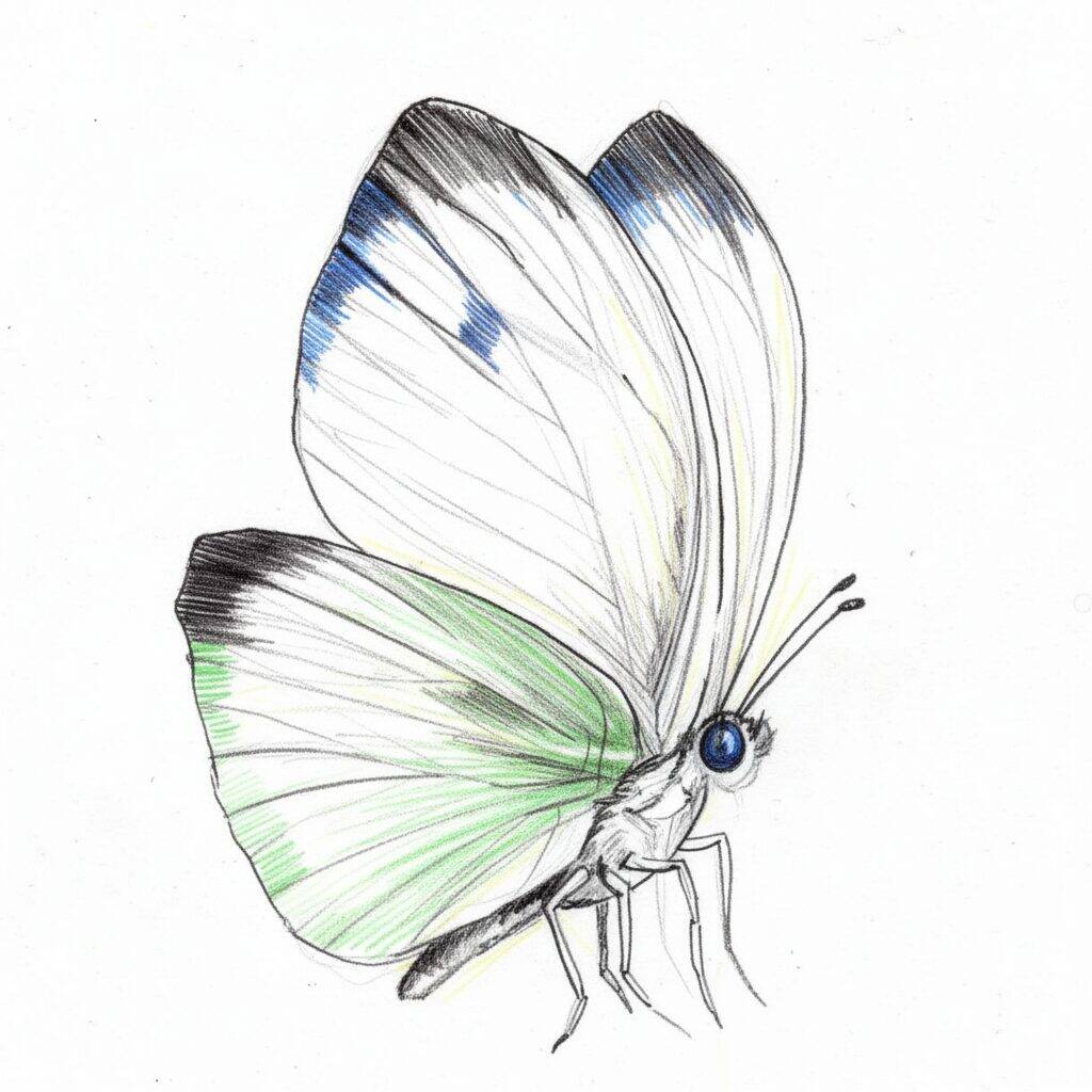 Como Desenhar uma Borboleta Realista – Passo a Passo – Passo 3