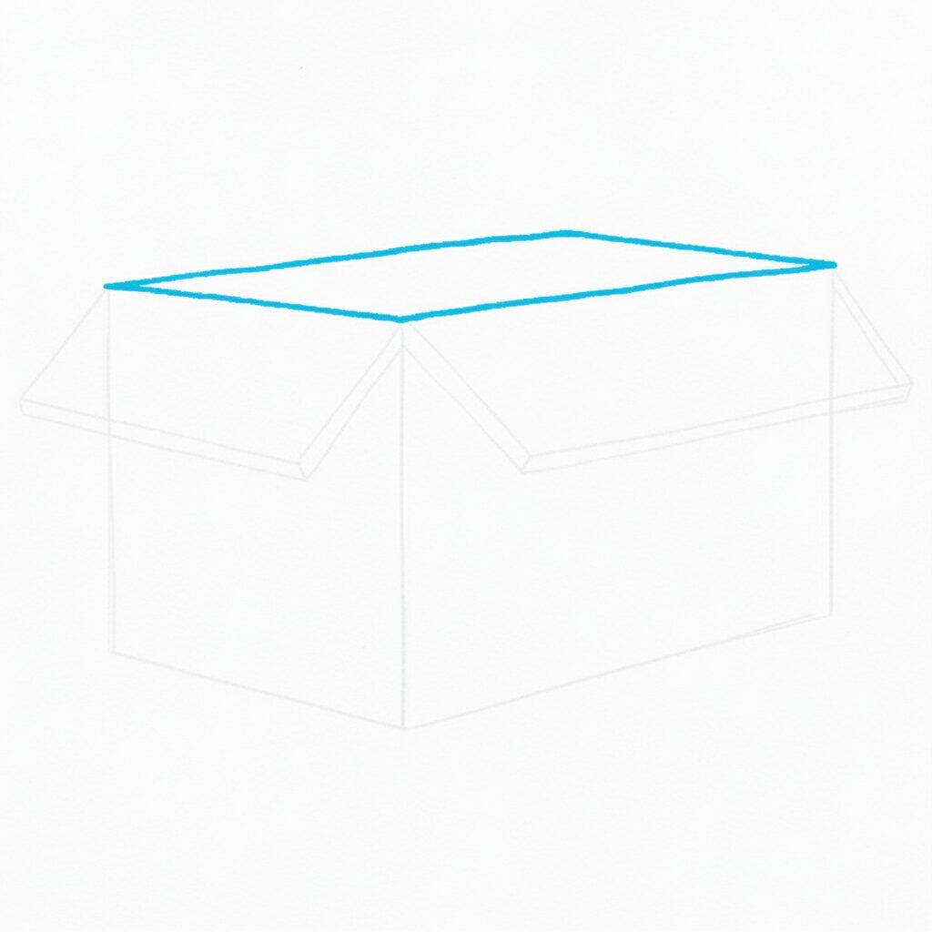 How to Draw a Realistic Box – Step by Step – Step 1