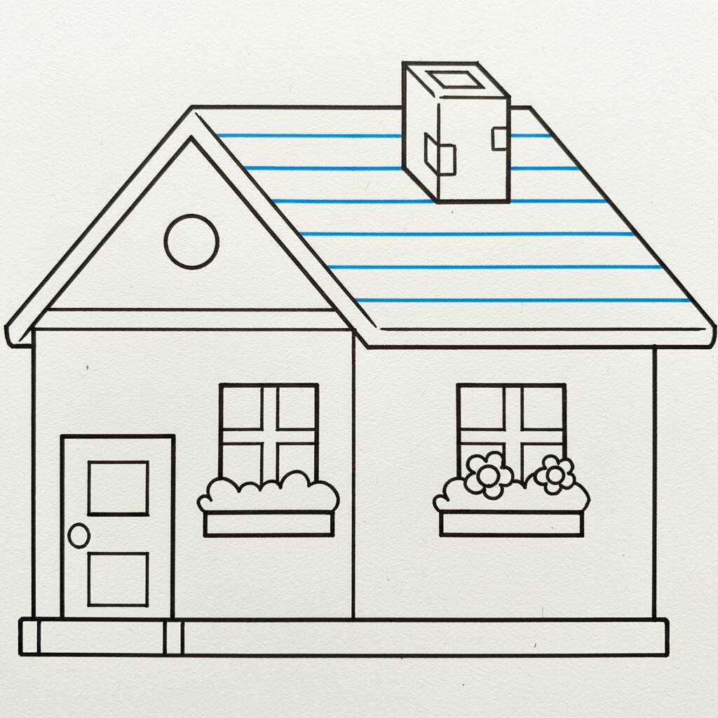 Como Desenhar uma Casa Simples – Passo a Passo Fácil – Passo 7