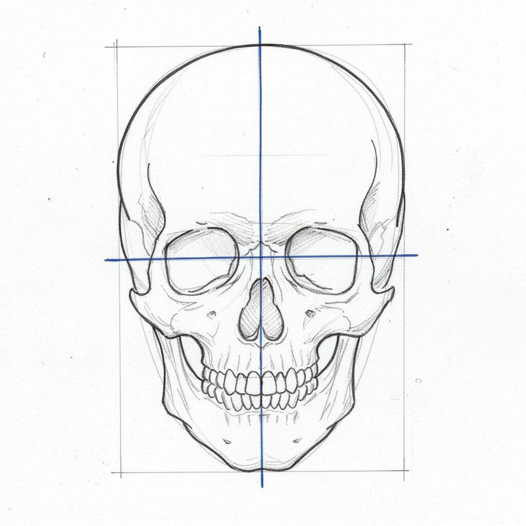 How to Draw a Realistic Skull – Step by Step – Step 3