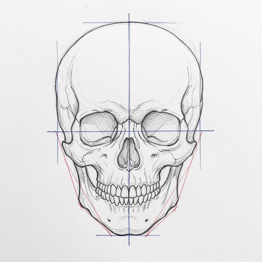How to Draw a Realistic Skull – Step by Step – Step 4