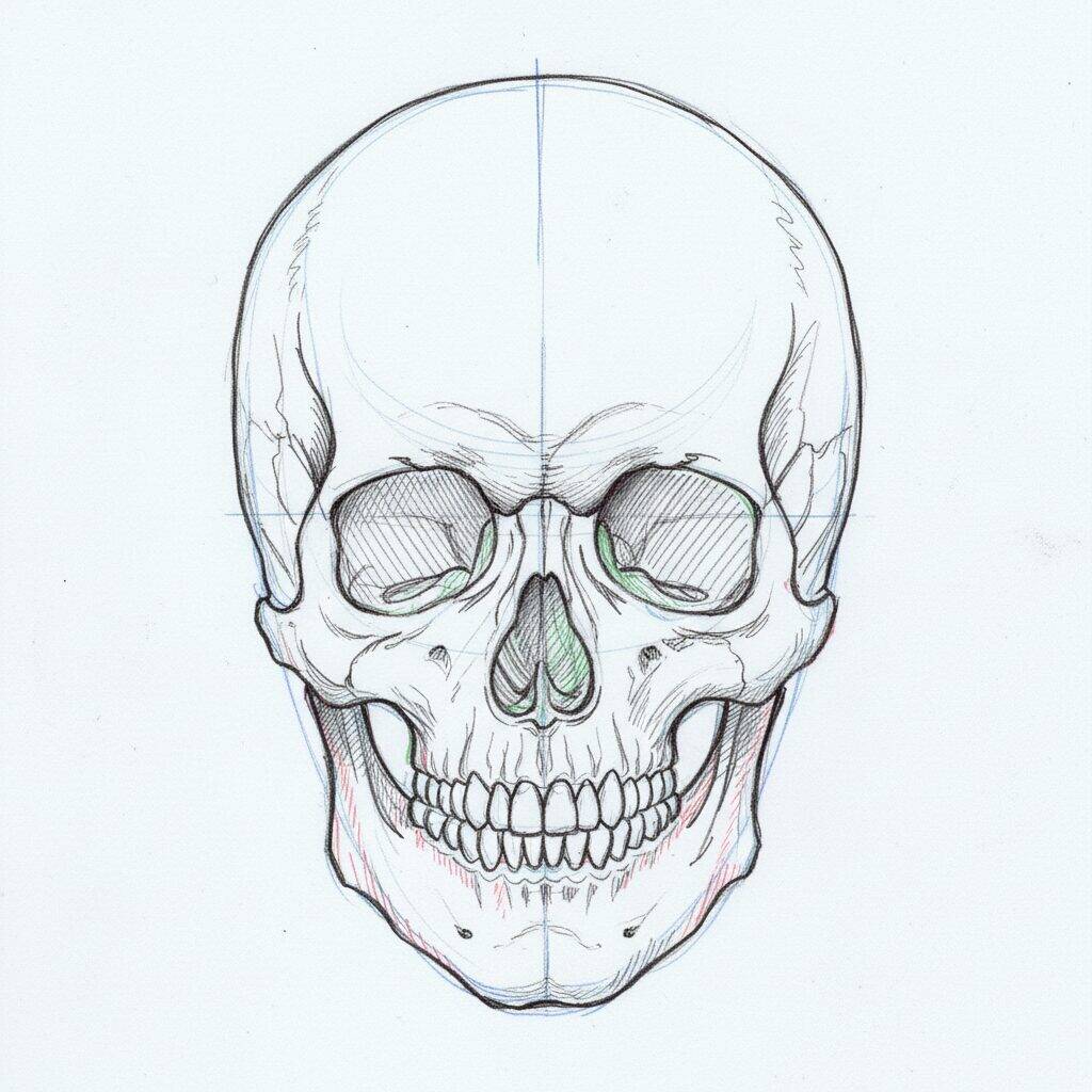 How to Draw a Realistic Skull – Step by Step – Step 5