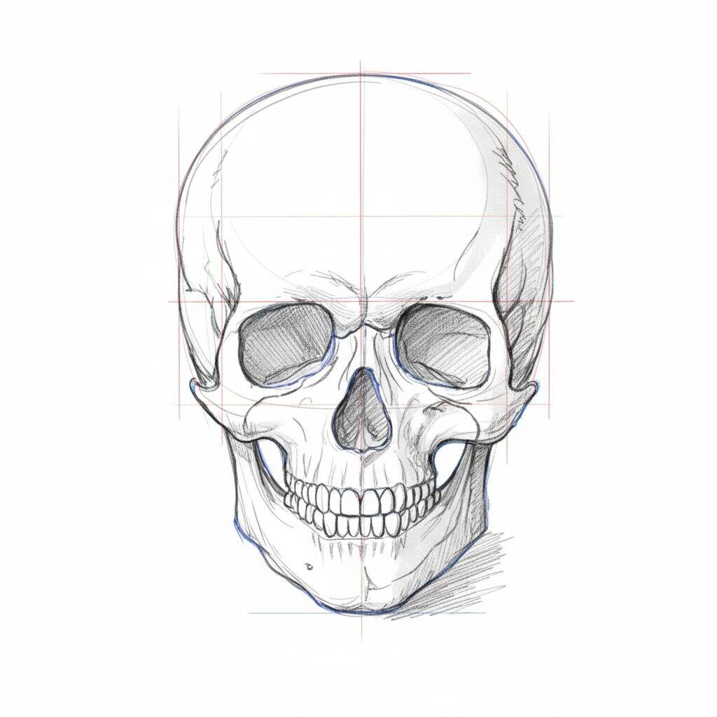 How to Draw a Realistic Skull – Step by Step – Step 6