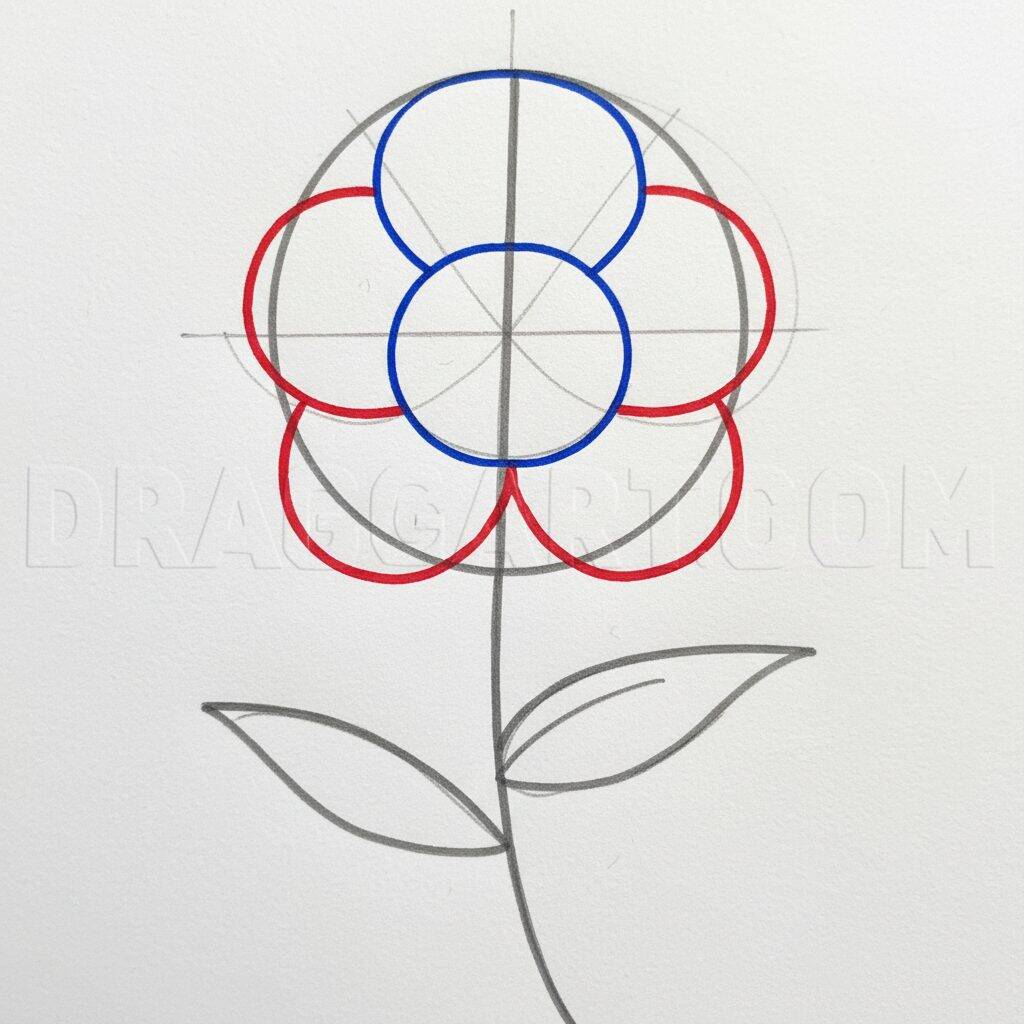 How to Draw a Simple Flower Easy Step by Step – Step 3