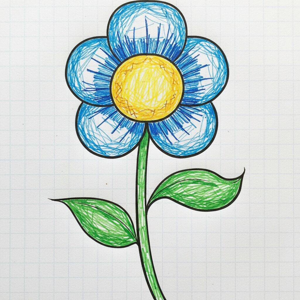 How to Draw a Simple Flower Easy Step by Step – Step 6