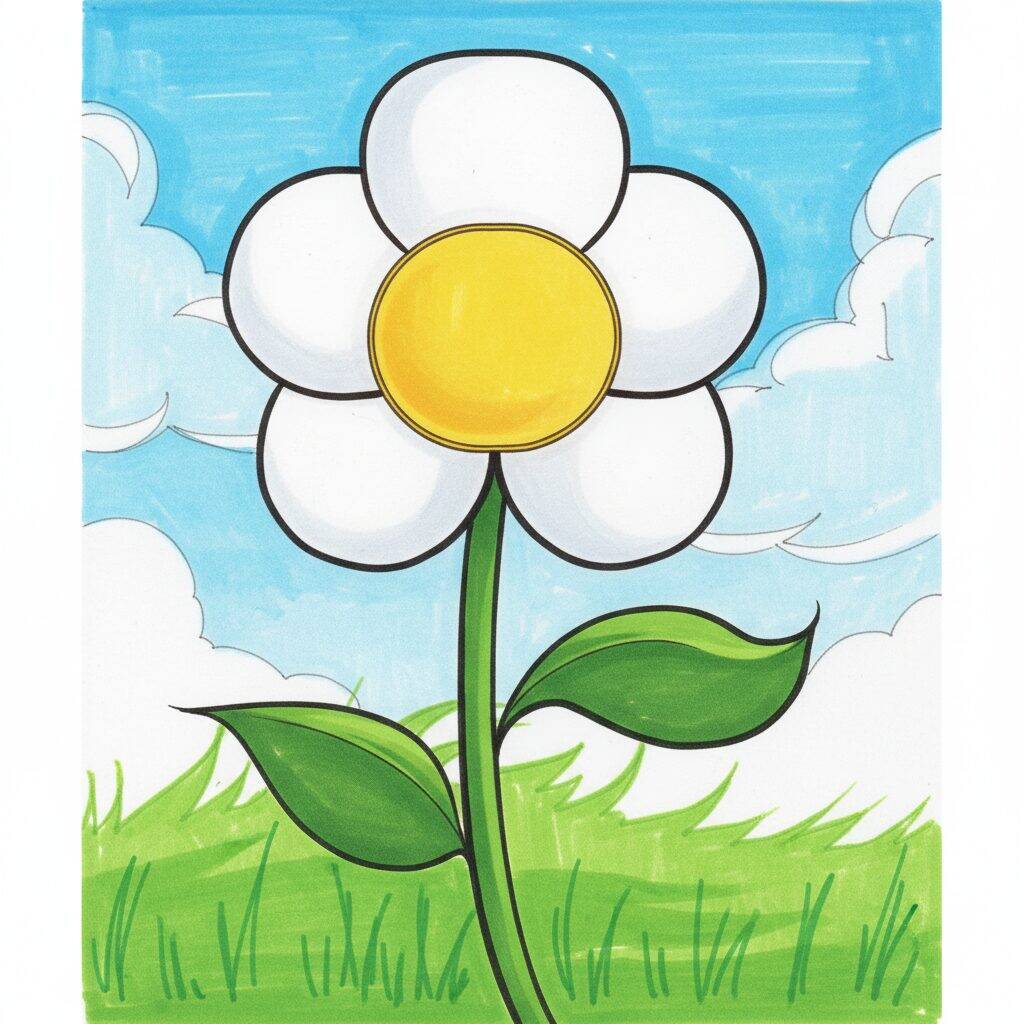 How to Draw a Simple Flower Easy Step by Step – Step 7