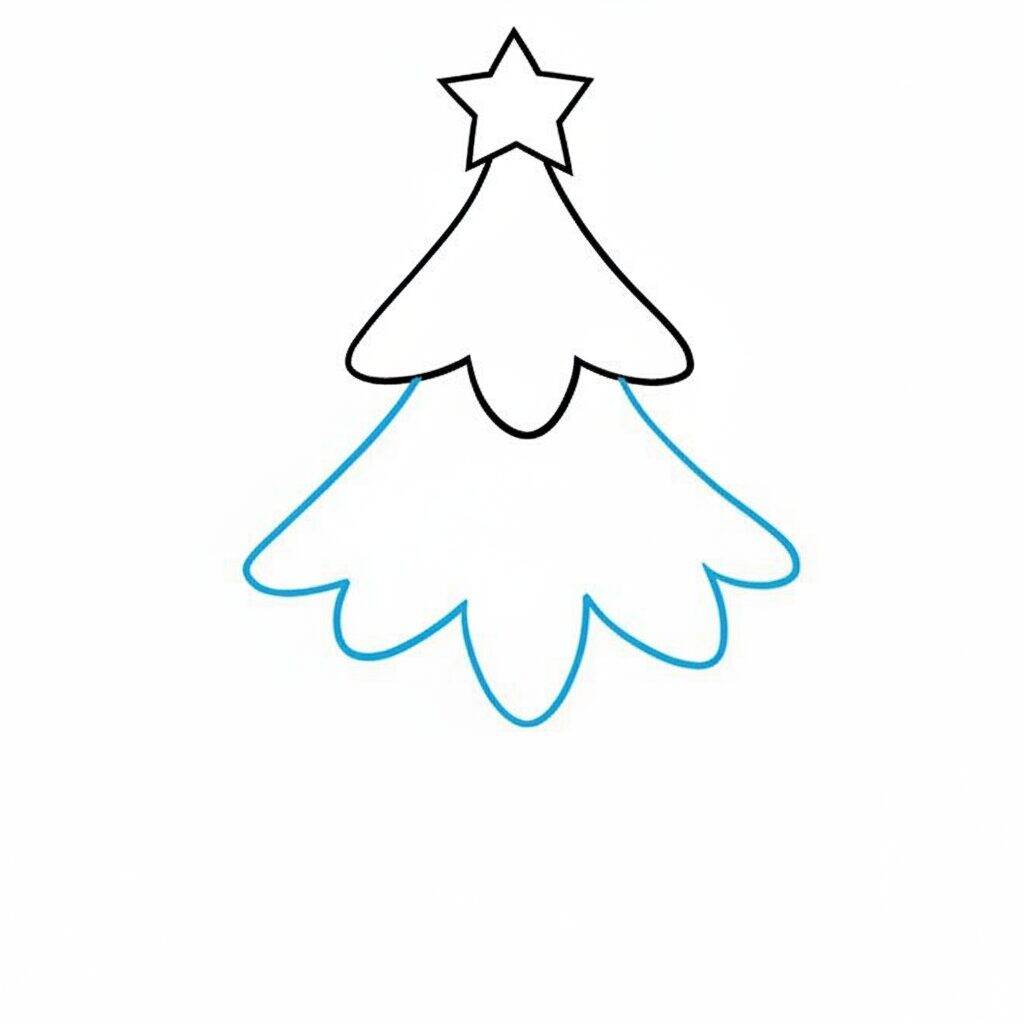 How to Draw a Christmas Tree Step by Step – Step 2