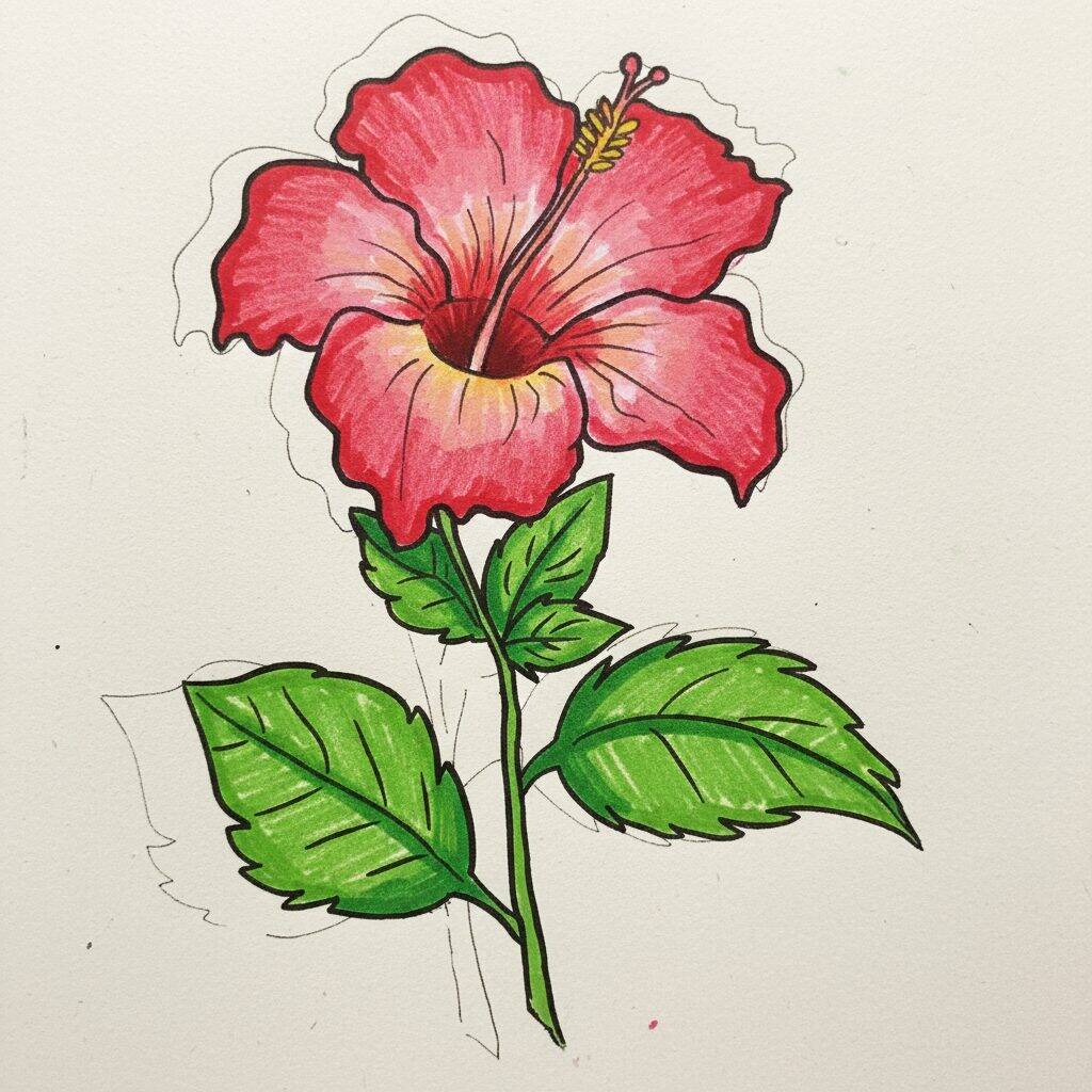 Como Desenhar uma flor Hibisco - Passo a Passo Fácil