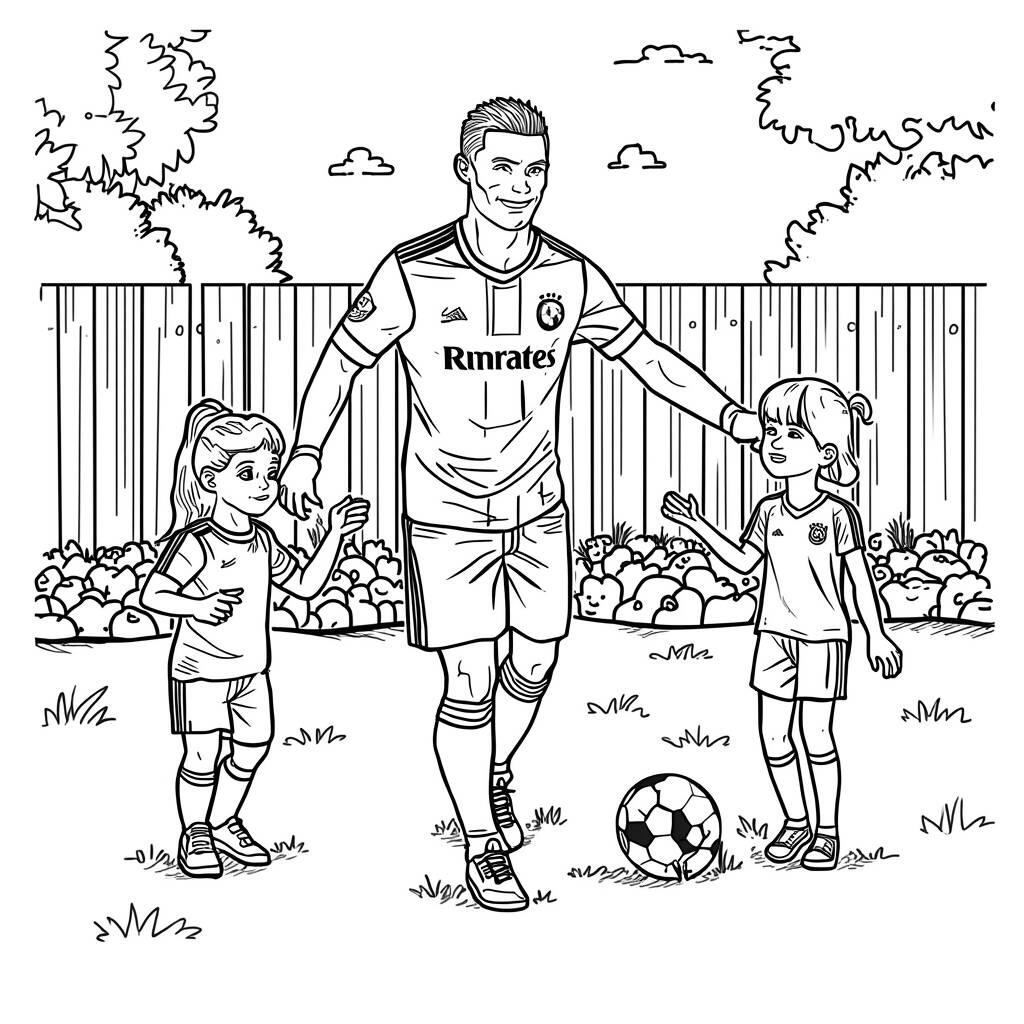 Cristiano Ronaldo em Familia (Desenho para Colorir)