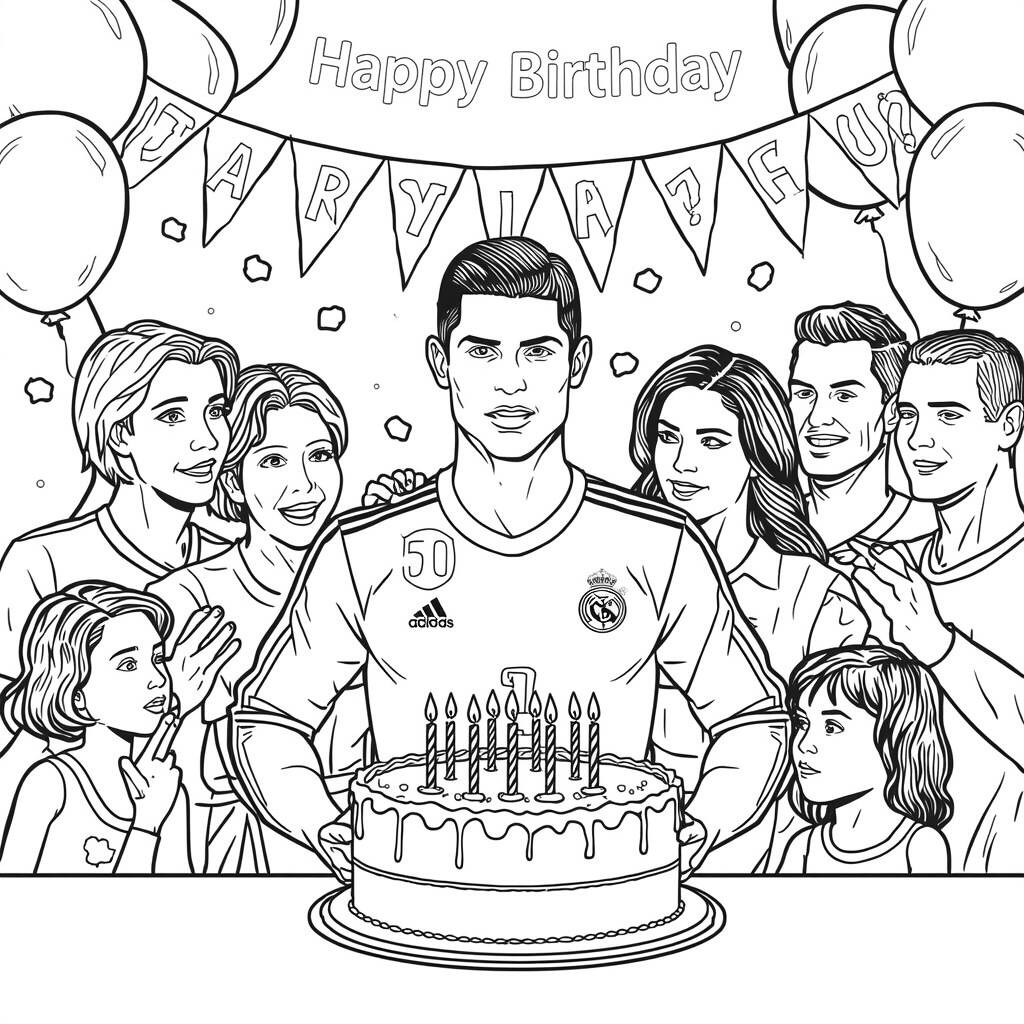 Cristiano Ronaldo em Festa (Desenho para Colorir)