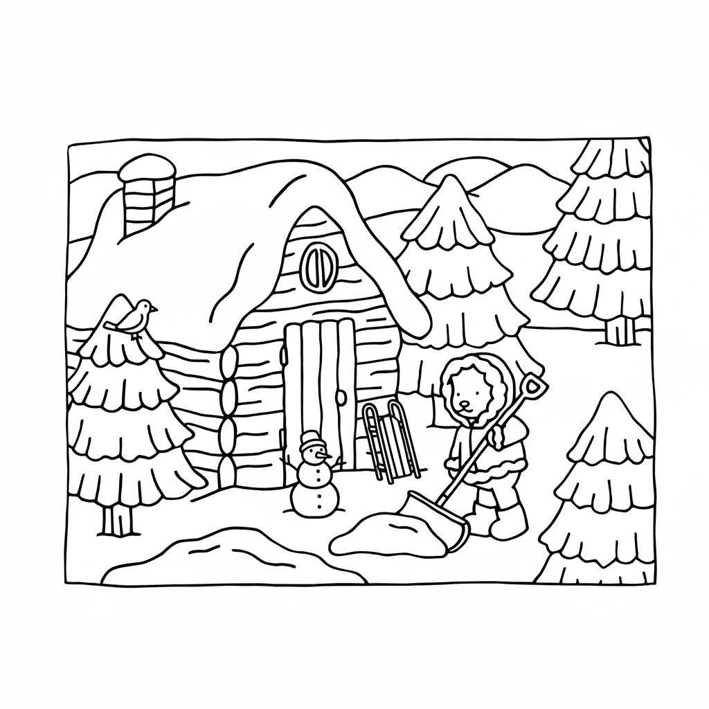 Desenho Bobbie Goods na cabana de inverno para colorir