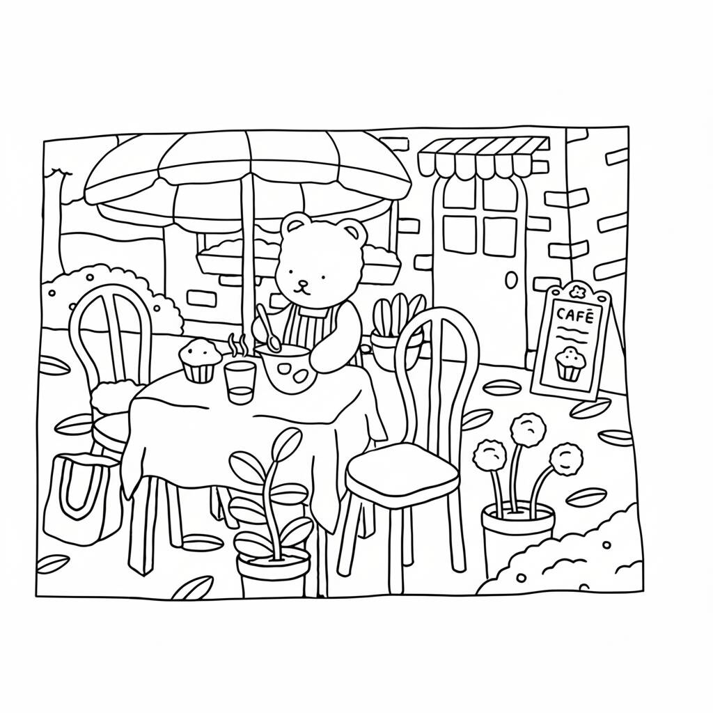 Desenho Bobbie Goods no café para colorir