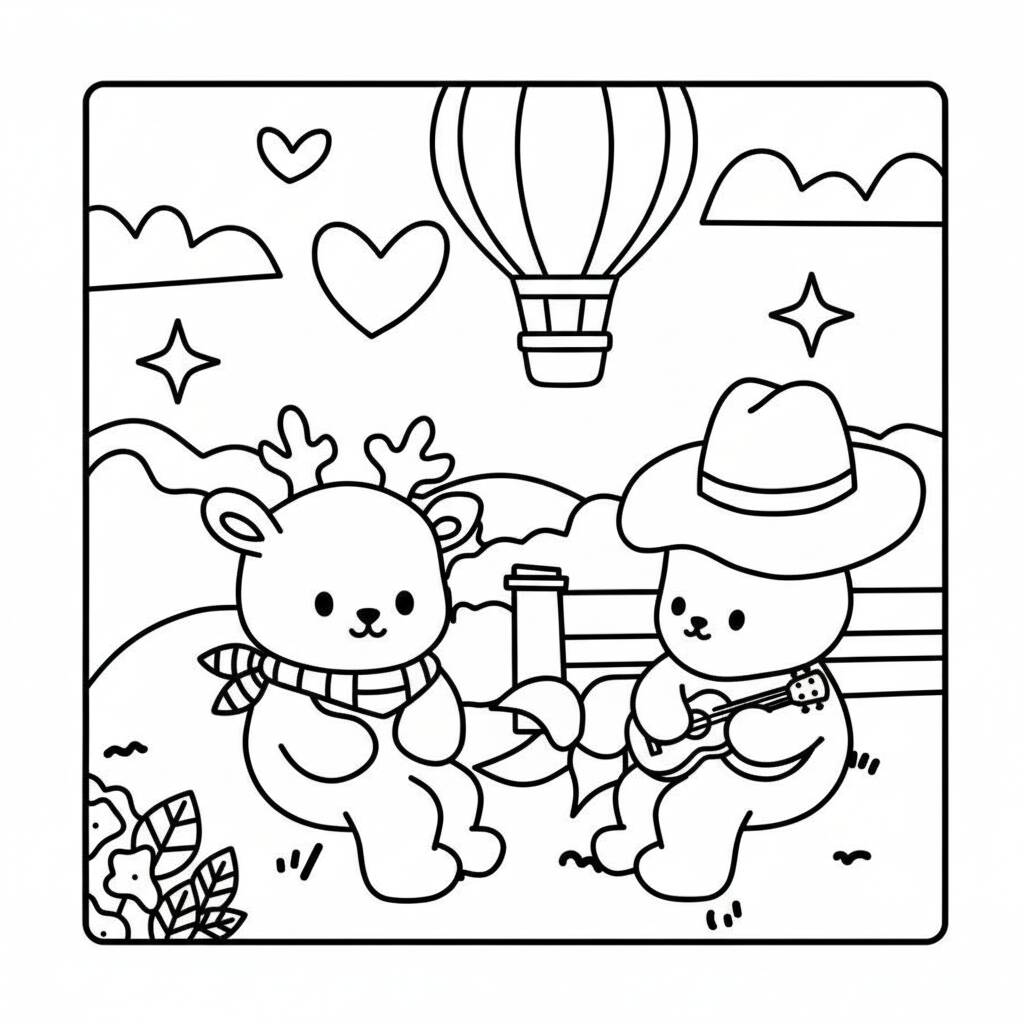 Desenho Cozy Friends com ursos para colorir