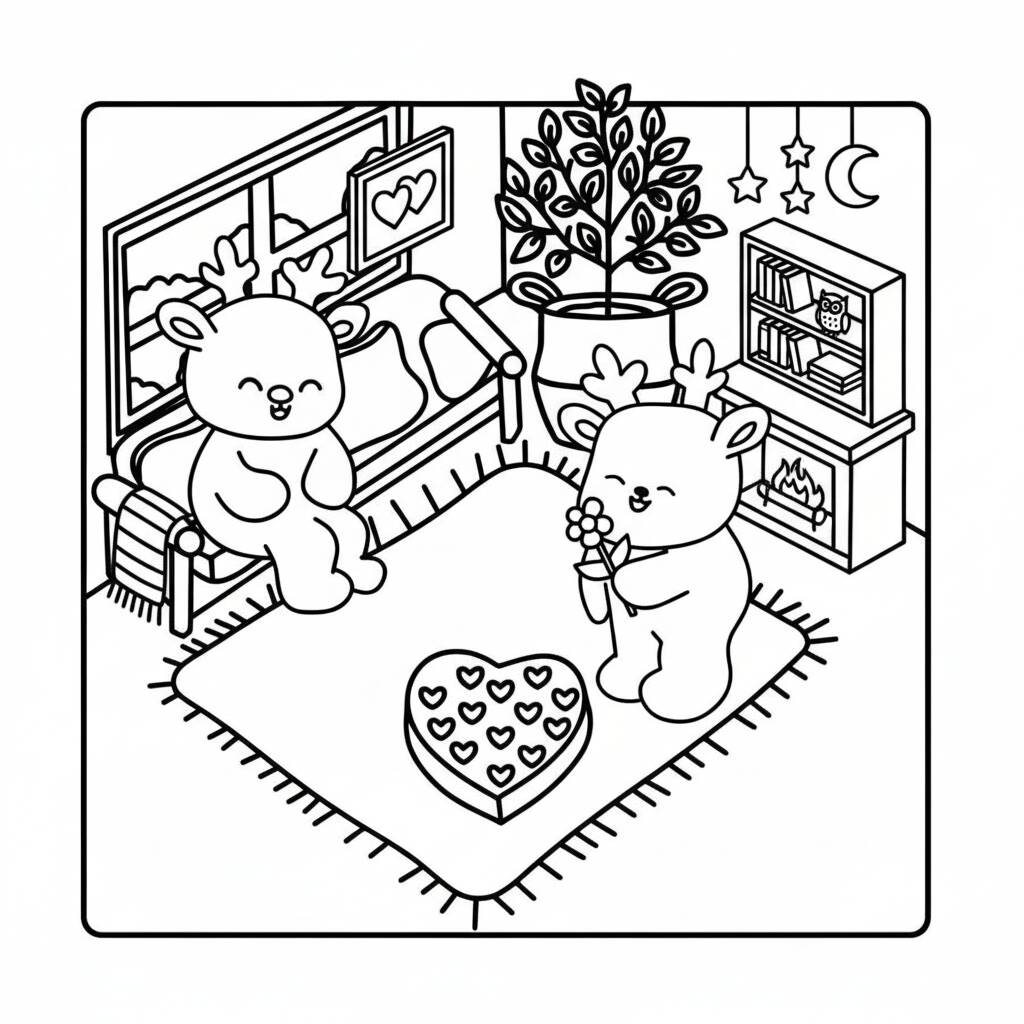 Desenho Cozy Friends em casa para colorir