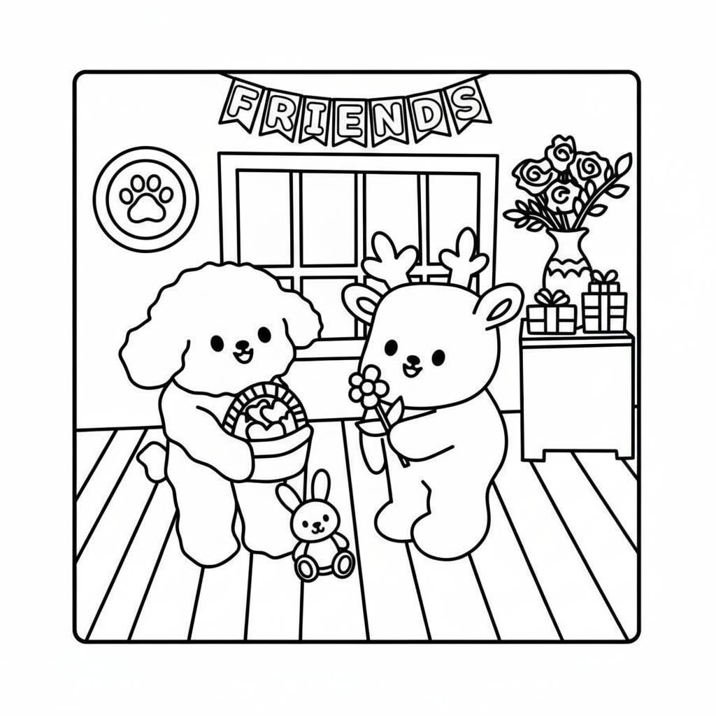 Desenho Cozy Friends para colorir