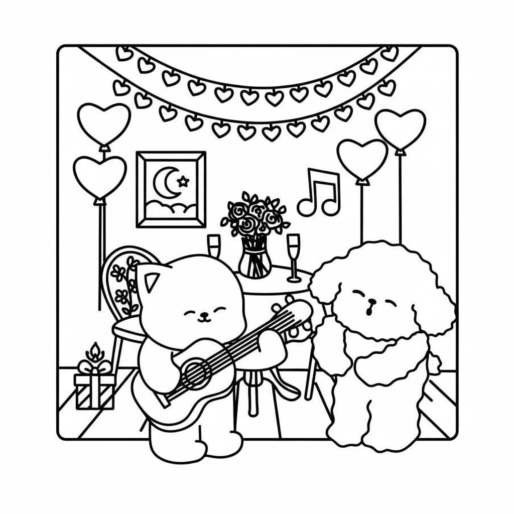 Desenho Cozy Friends tocando violão para colorir