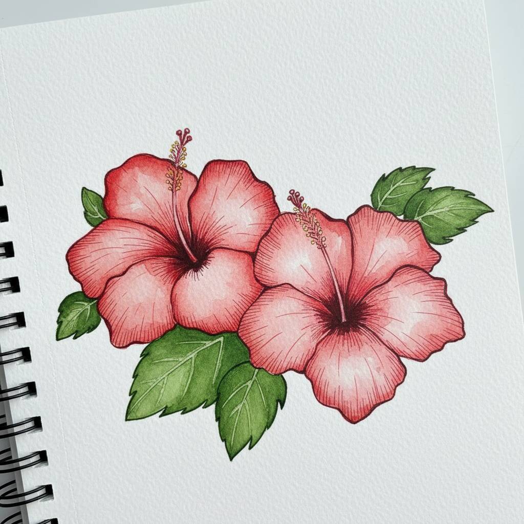 Desenho Flor de Hibisco para colorir